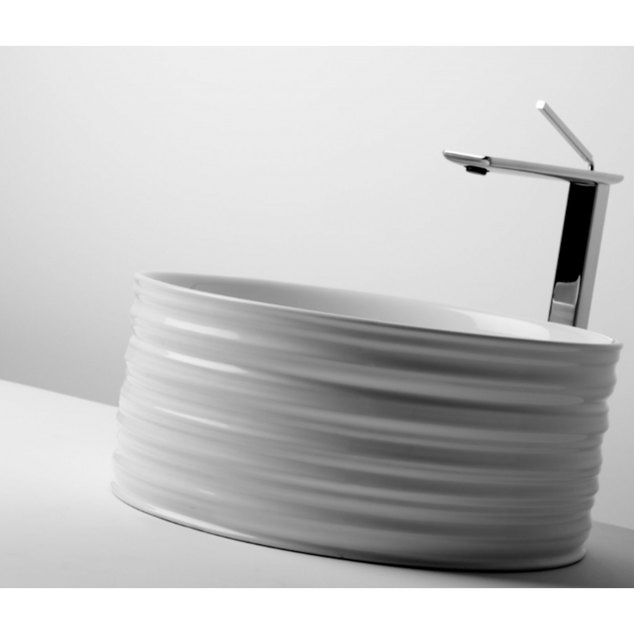 VALDAMA Trace - Lavabo in ceramica da appoggio Ø40 h18