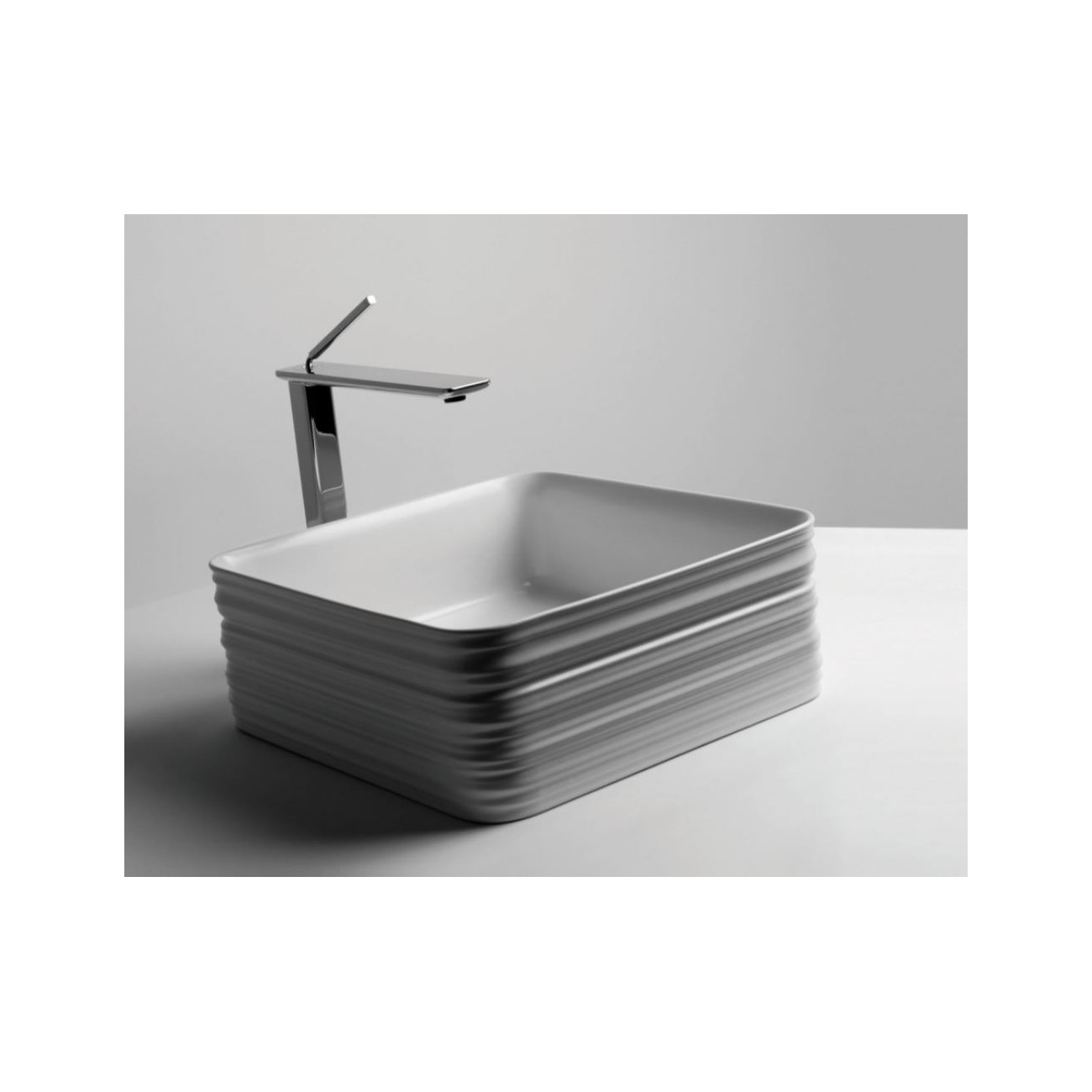 VALDAMA Trace - Lavabo in ceramica da appoggio 38x38 h15