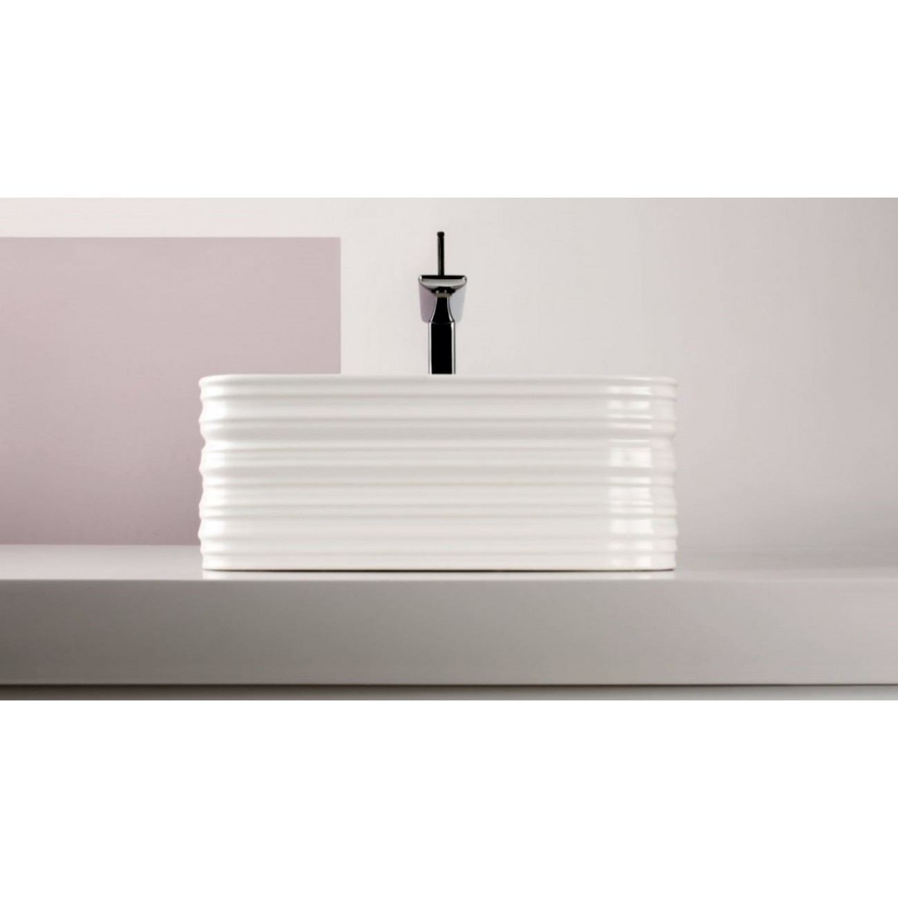 VALDAMA Trace - Lavabo in ceramica da appoggio 38x38 h15