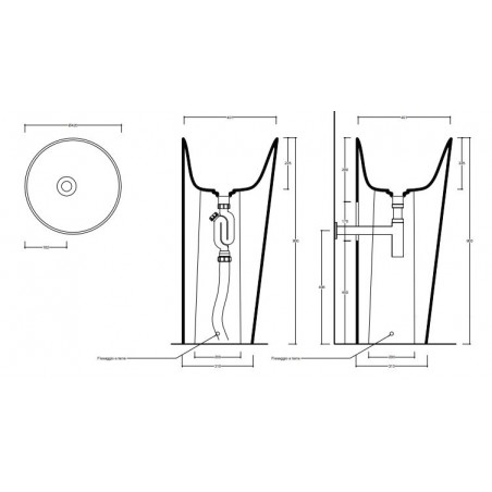 VALDAMA Il - Freestanding ceramic sink with floor drain.