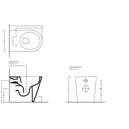 VALDAMA Il - Wc a terra Rimless con scarico traslato in ceramica.