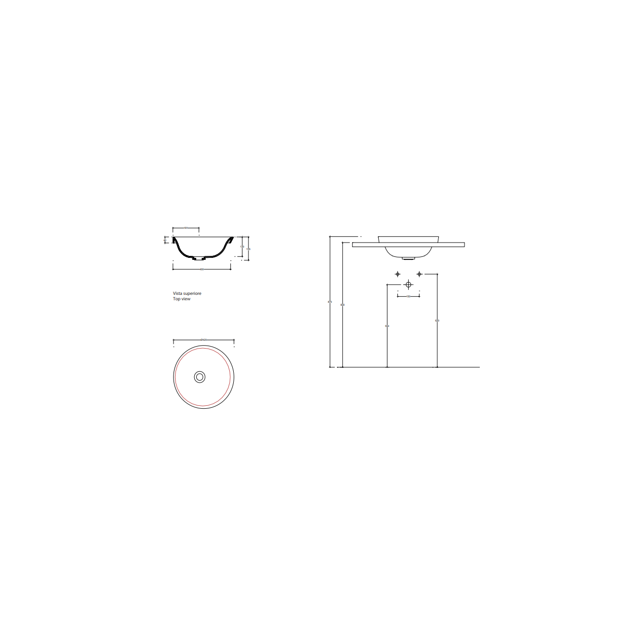 VALDAMA Soul - Lavabo en céramique encastré Ø42 h4