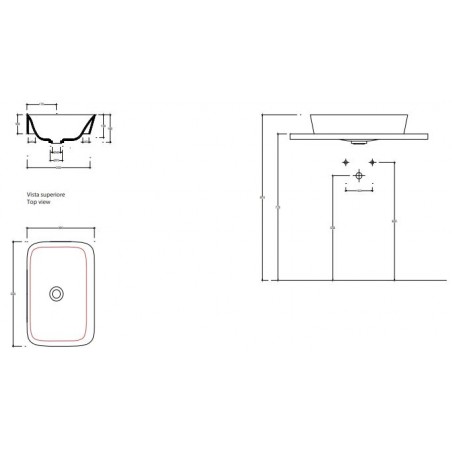 VALDAMA Soul - Lavabo in ceramica da incasso 55 x 38 h10