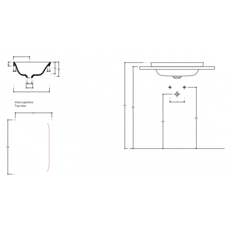 VALDAMA Soul - Lavabo in ceramica da incasso 55 x 38 h4
