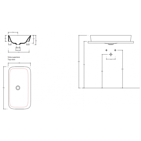 VALDAMA Soul - Lavabo in ceramica da incasso 70 x 38 h10