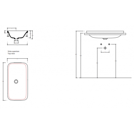 VALDAMA Soul - Lavabo in ceramica da incasso 70 x 38 h4