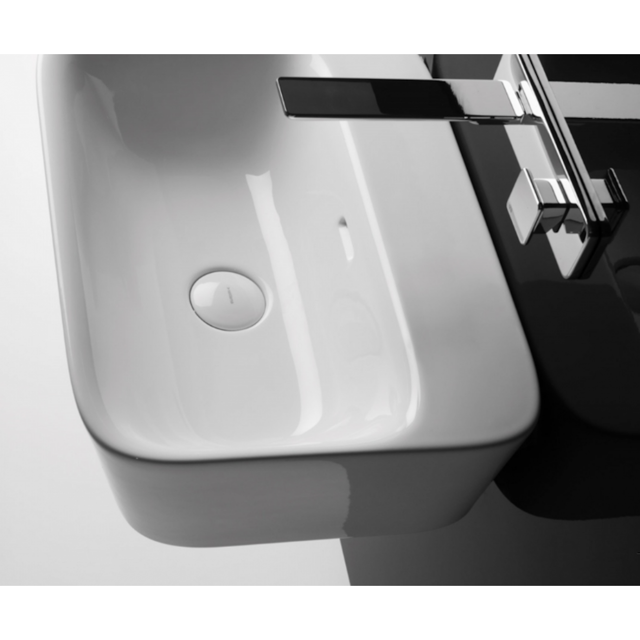 VALDAMA Soul - Lavabo in ceramica da appoggio sospeso 55 x 42 h18