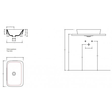 VALDAMA Soul - Lavabo en céramique encastré 55 x 42 h10