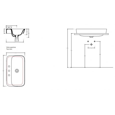 VALDAMA Soul -  Ceramic built-in sink 70 x 42 h10