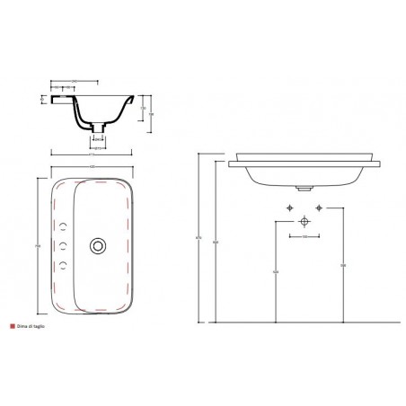 VALDAMA Soul -  Lavabo in ceramica da incasso 70 x 42 h4