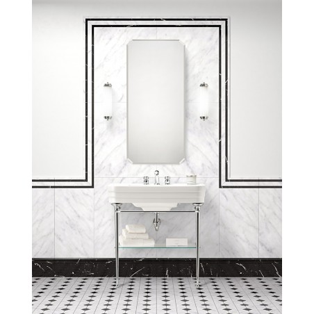 Devon&Devon NOBEL, Console avec plateau en céramique blanche, structure métallique et étagère en verre