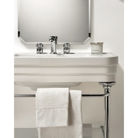 Devon&Devon NOBEL, Console with white ceramic top, metallic structure and glass storage shelf