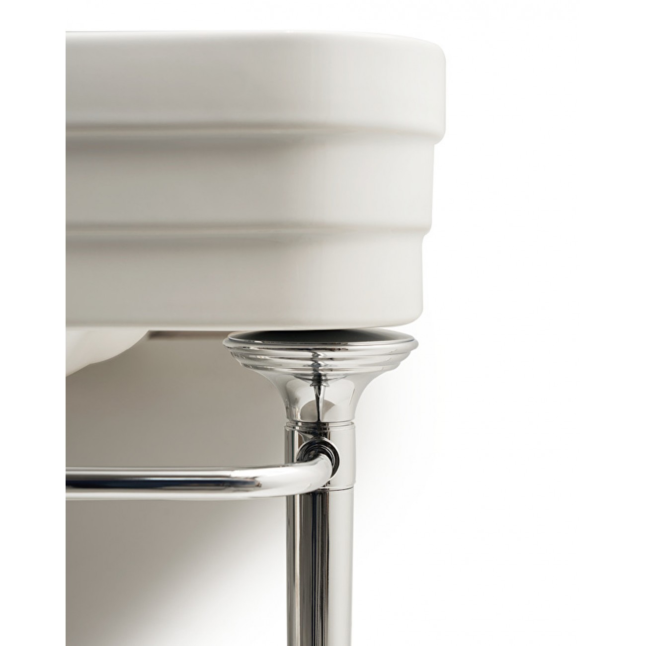 Devon&Devon NOBEL, Console with white ceramic top, metallic structure and glass storage shelf