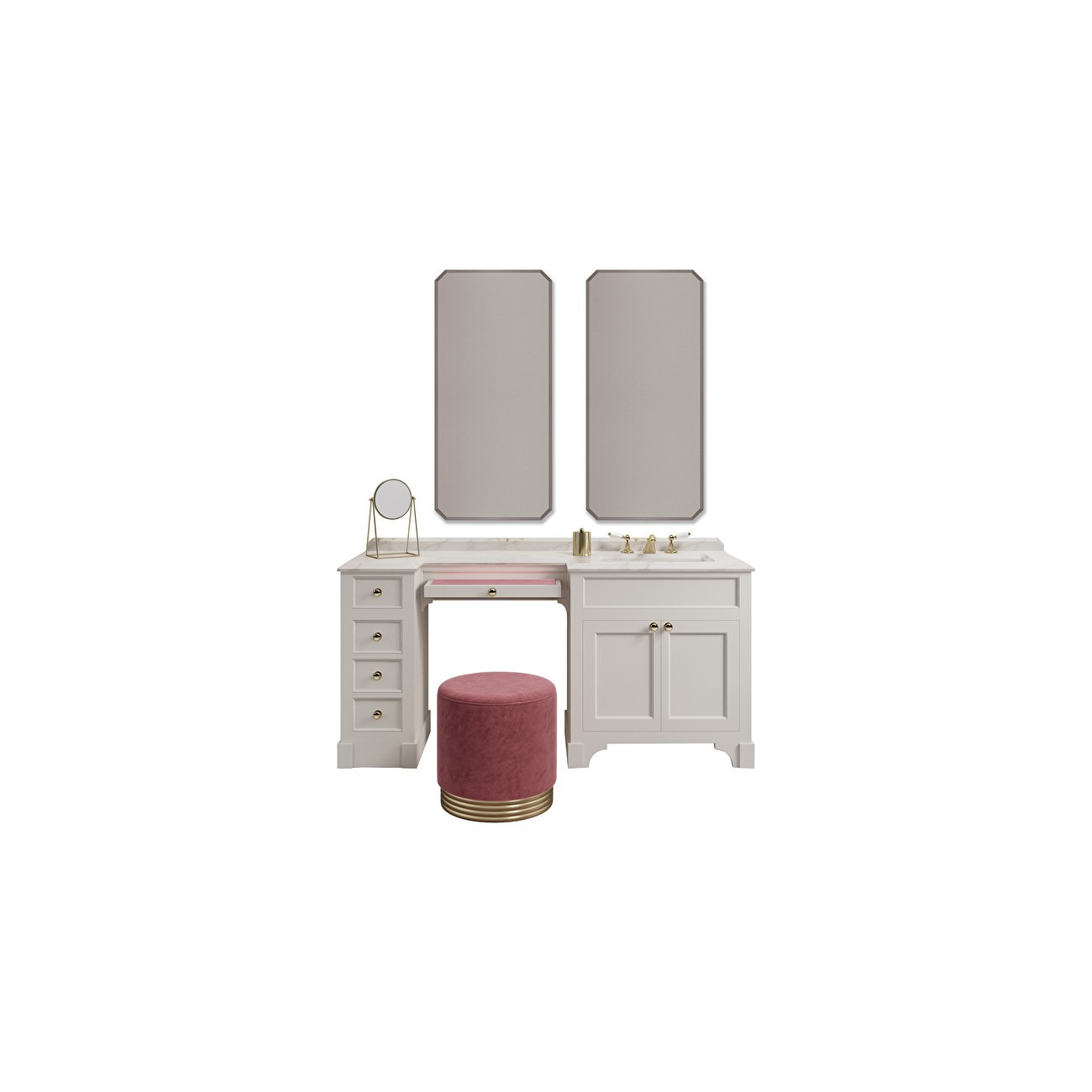 Devon&Devon SEASON VANITY COMPOSITION, Mobile portalavabo con toletta integrata Pure White (Matt)