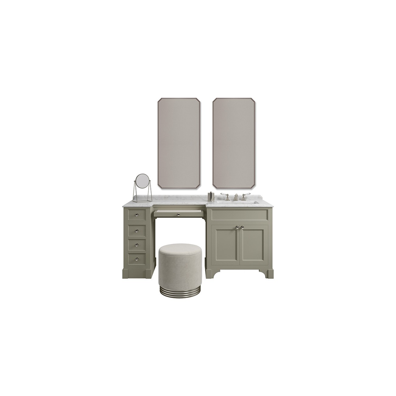 Devon&Devon SEASON VANITY COMPOSITION, Lundy Green toilet cabinet with integrated toilet (Matt)