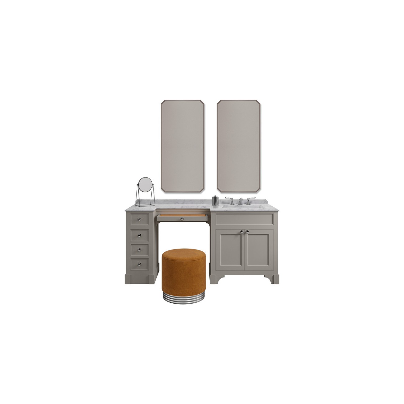 Devon&Devon SEASON VANITY COMPOSITION, Meuble de toilette avec coiffeuse intégrée Warm Grey (Matt)