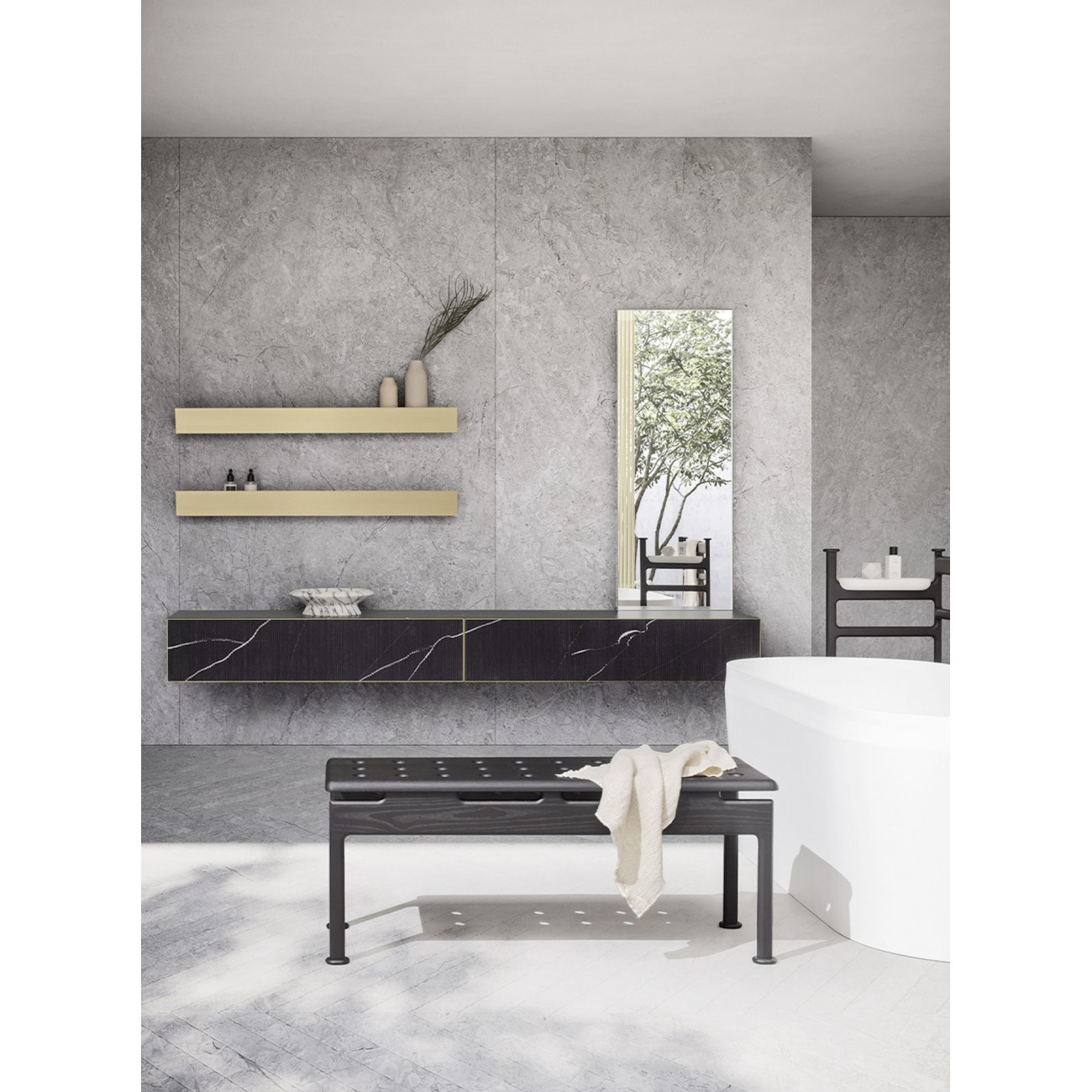 ARBI Miroir - TAO avec étagère ( Sp. 2,7 + 11,3 cm)