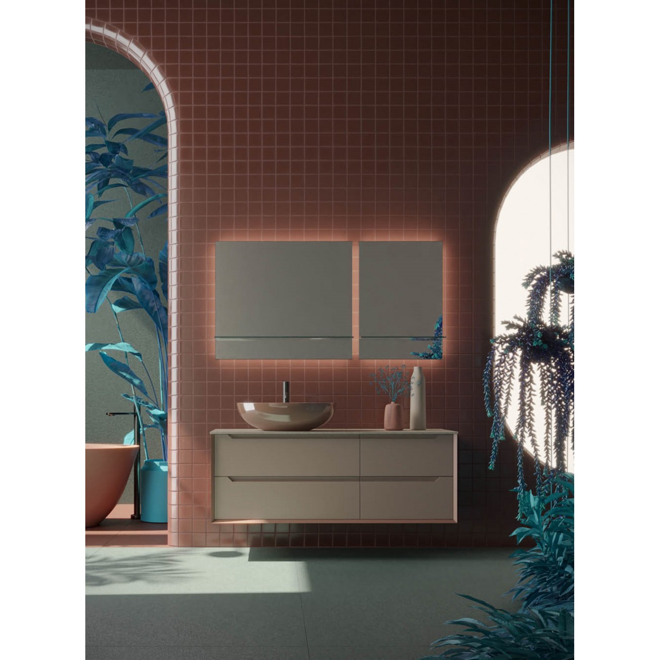 ARBI Miroir - TAO avec étagère ( Sp. 2,7 + 11,3 cm)