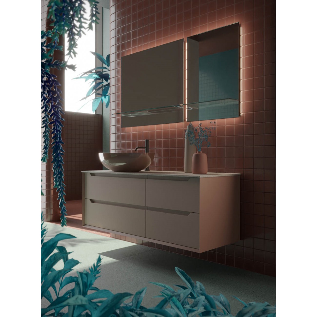 ARBI Miroir - TAO avec étagère ( Sp. 2,7 + 11,3 cm)