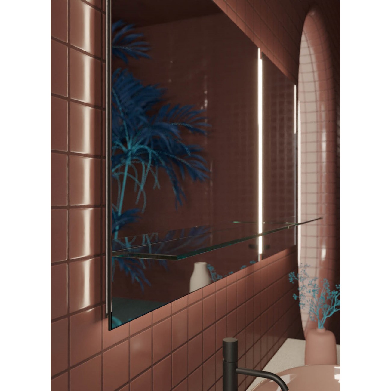 ARBI Miroir - TAO avec étagère ( Sp. 2,7 + 11,3 cm)