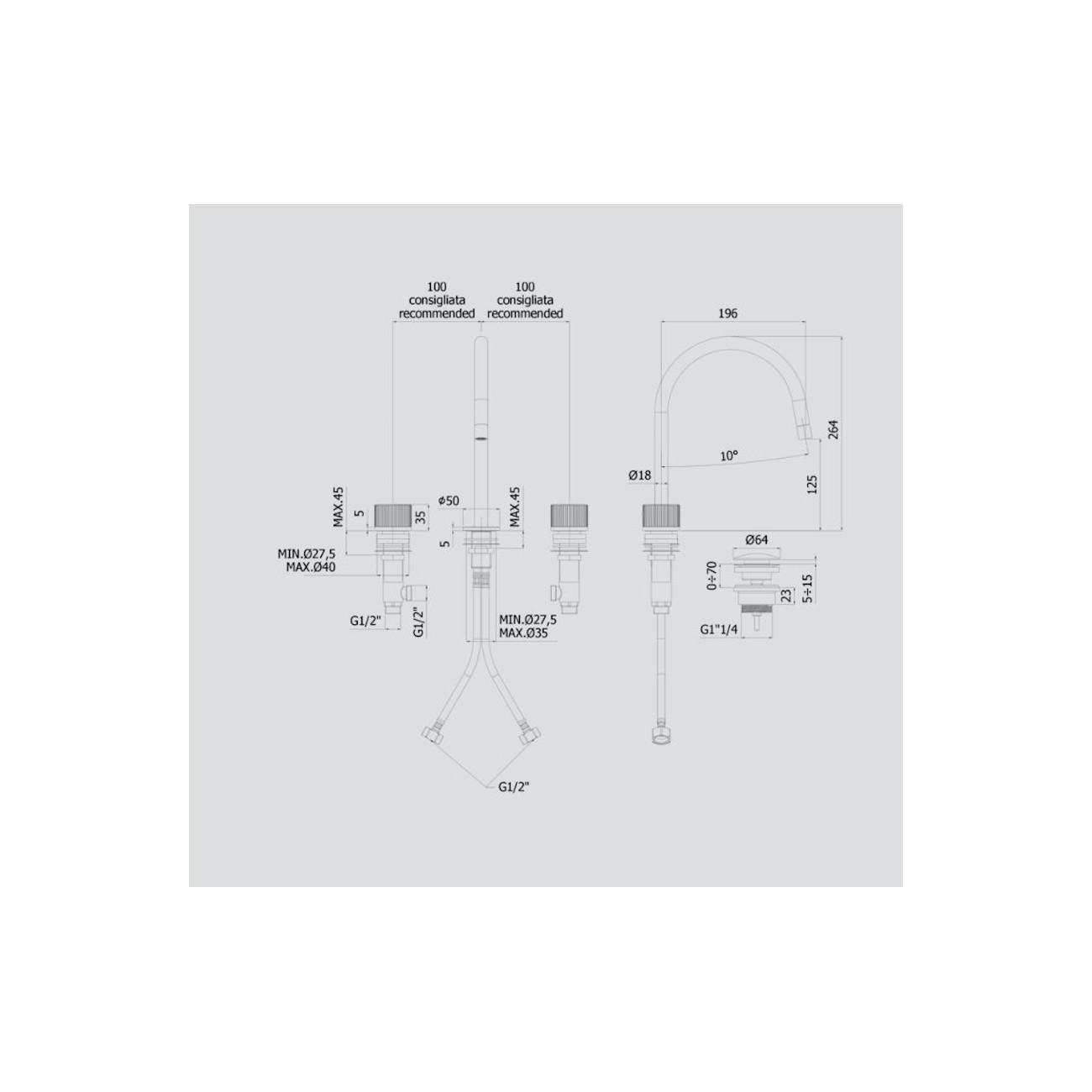 PAFFONI - Jo, Sink mixer 3 holes