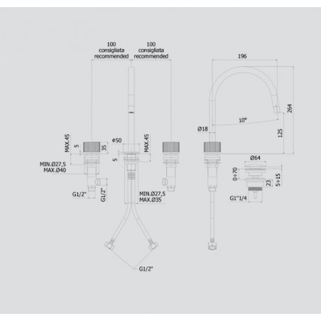 PAFFONI - Jo, Mélangeur de lavabo 3 trous