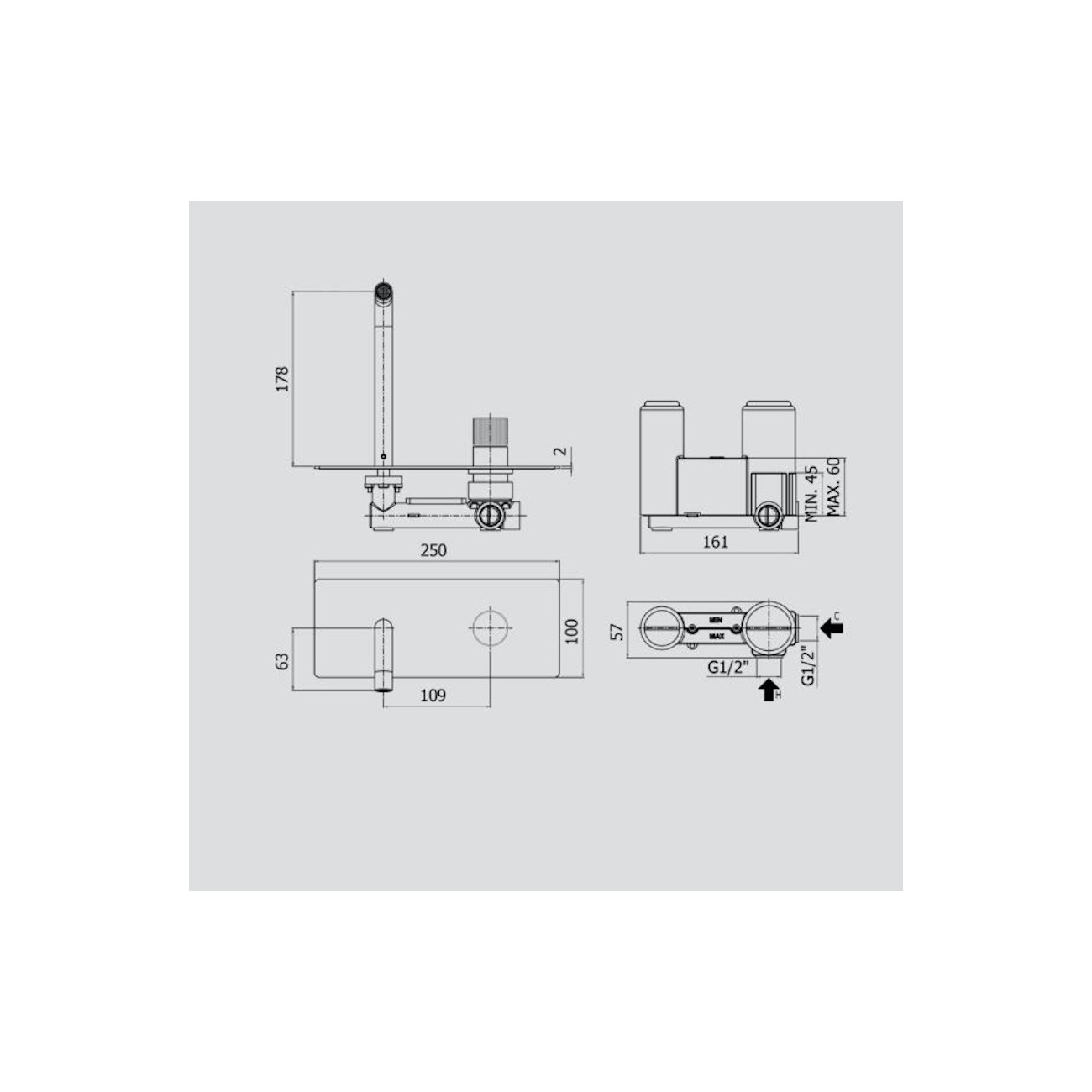 PAFFONI - Jo,  Wall mounted basin mixer