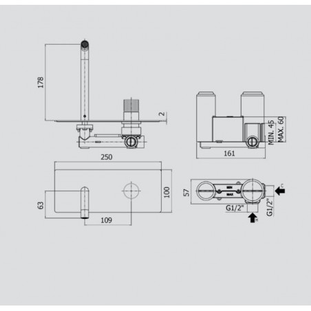 PAFFONI - Jo,  Wall mounted basin mixer