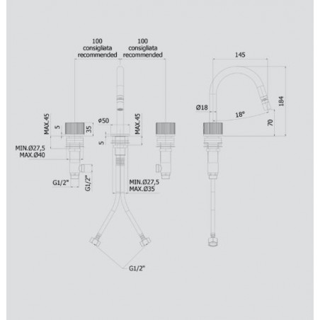 PAFFONI - Jo, Bidet mixer 3 holes