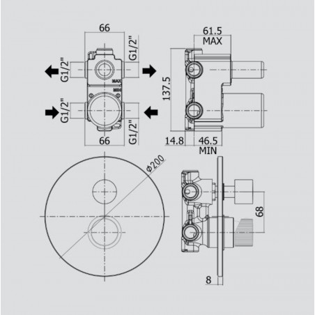PAFFONI - Jo, Mitigeur de douche 2 voies