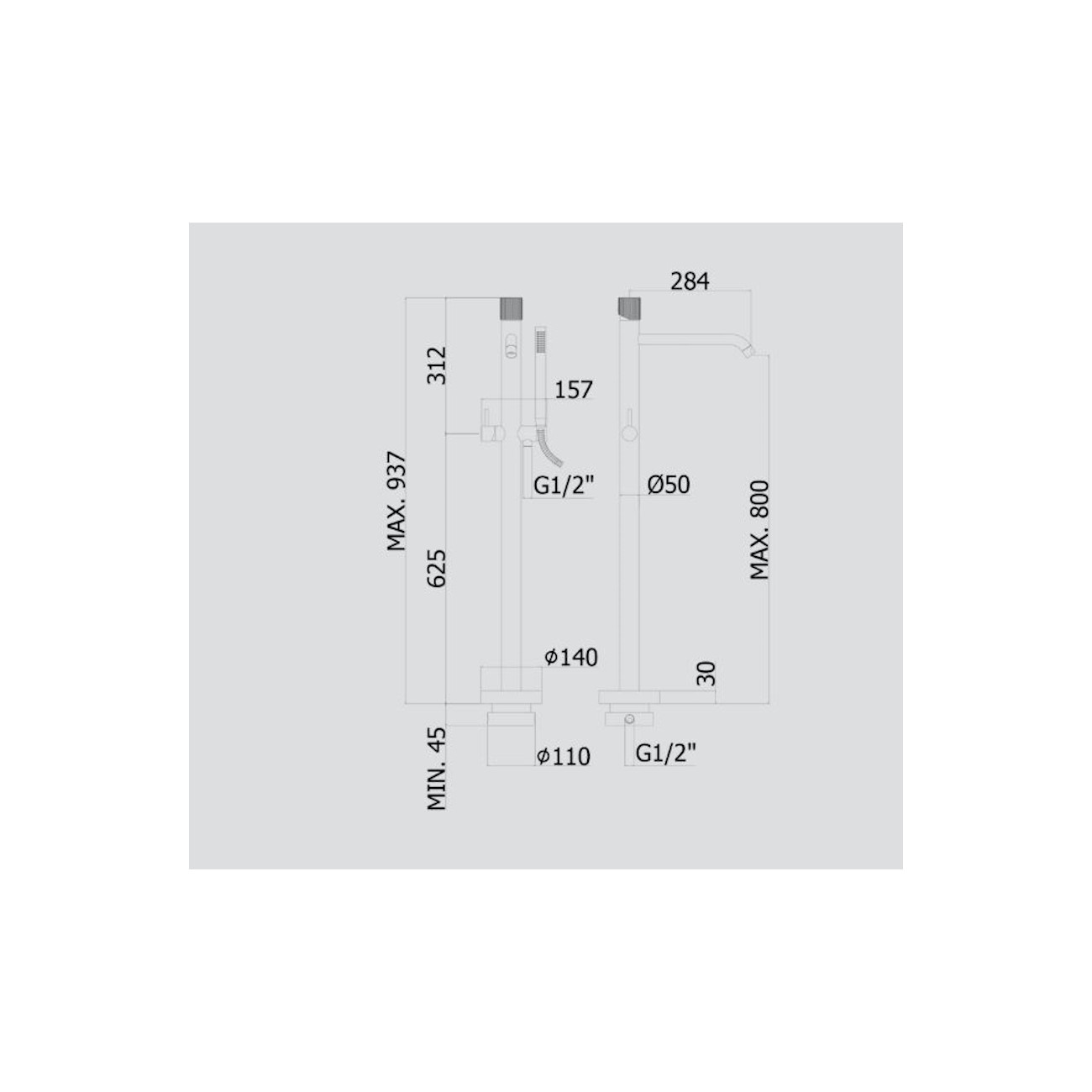 PAFFONI - Jo, Floor-standing bath mixer