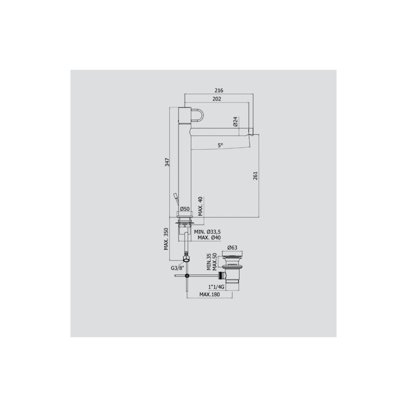 PAFFONI - Joker, Miscelatore lavabo alto