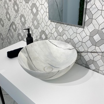 DUNE CERAMICHE - Countertop washbasin LIGHT CALACATTA 40×40×15 cm