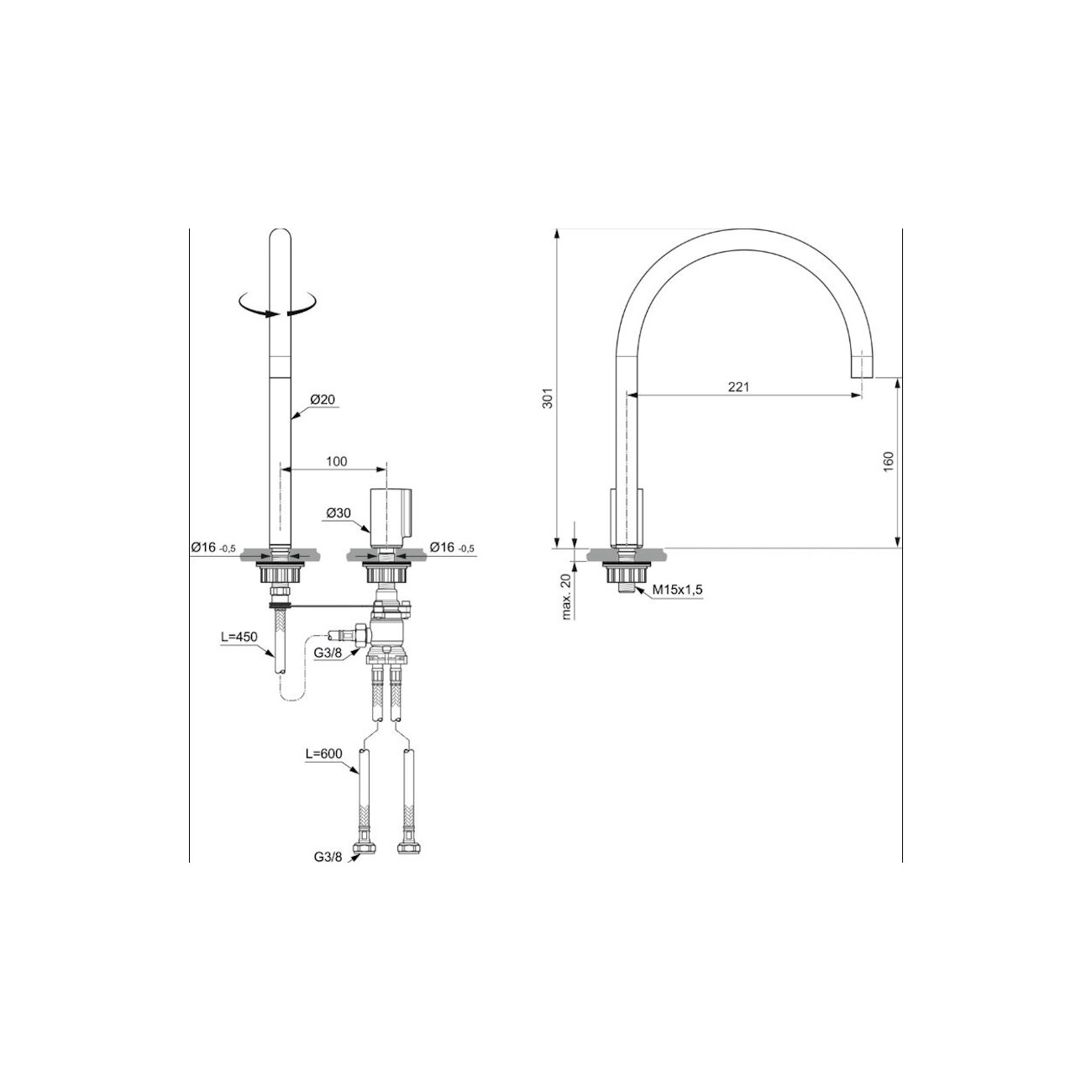 IDEAL STANDARD - SOLOS Miscelatore lavabo sequenziale 2 fori