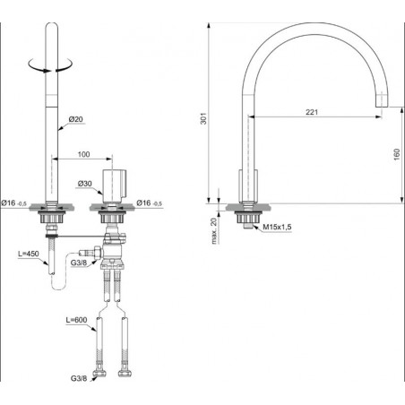 IDEAL STANDARD - SOLOS Miscelatore lavabo sequenziale 2 fori