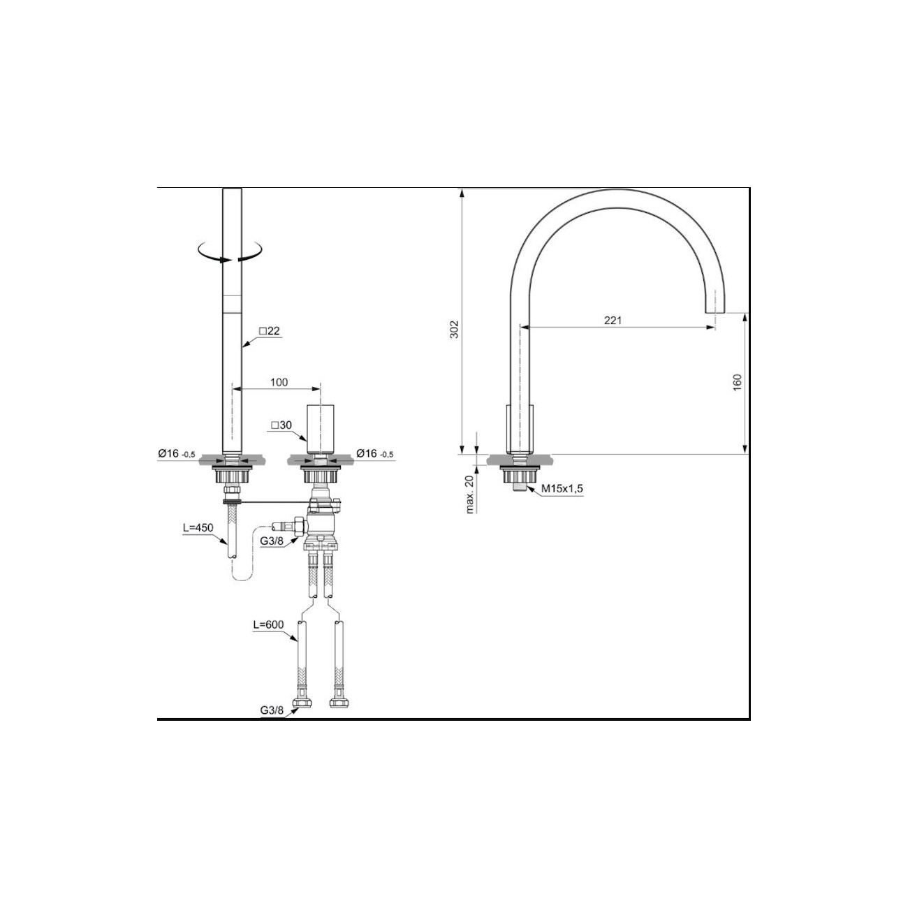 IDEAL STANDARD - SOLOS Mélangeur de lavabo séquentiel à 2 trous