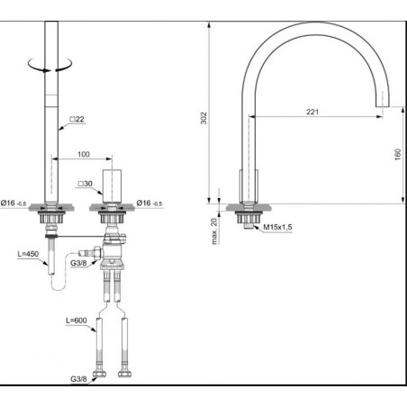 IDEAL STANDARD - SOLOS Mélangeur de lavabo séquentiel à 2 trous