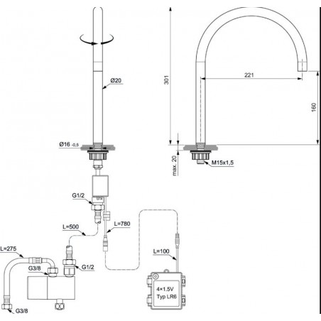 IDEAL STANDARD - SOLOS Miscelatore lavabo elettronico a 1 foro