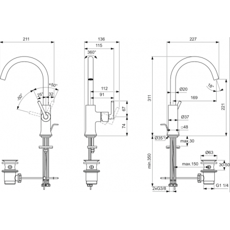 IDEAL STANDARD - JOY NEO Miscelatore monocomando per lavabo  con maniglia lineare laterale