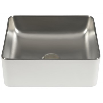 DUNE - Lavabo SAVANNAH Bianco e Argento 36.5x36.5x13
