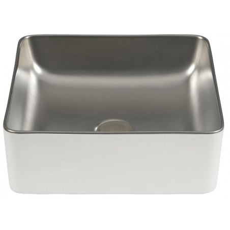 DUNE - Washbasin SAVANNAH white and silver 36.5x36.5x13