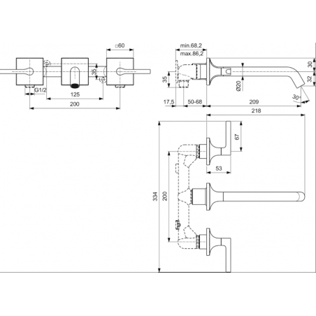 IDEAL STANDARD - JOY NEO Two-lever basin mixer for wall installation with cross handle