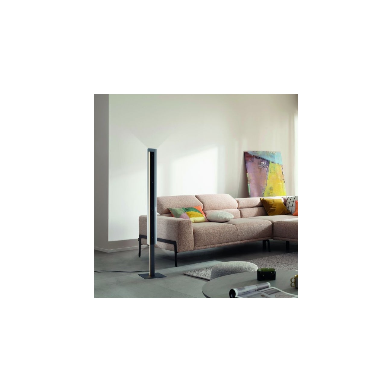 Schöner Wohnen Lampadaire LED LENA, noir, gradateur à cordon, Memory