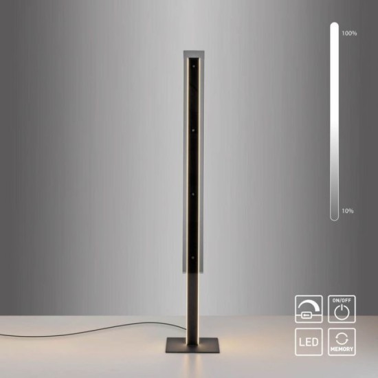 Schöner Wohnen Lampada da terra a LED LENA, nero, dimmer per cavo, memory