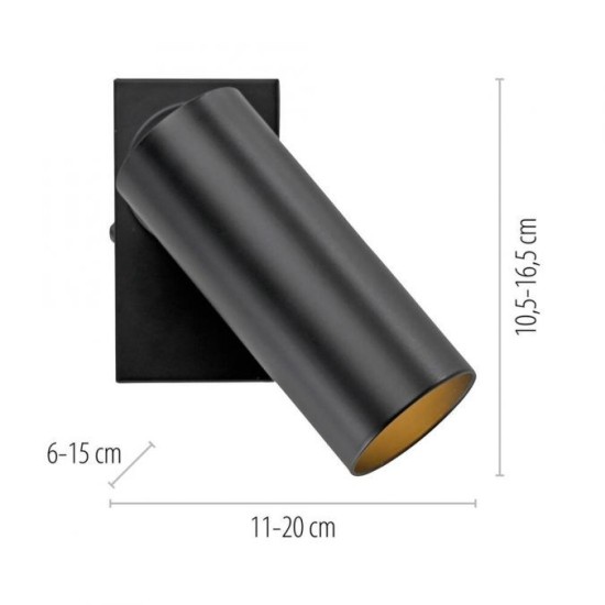 Schöner Wohnen LED lampe de mur et plafond RIK, noir, lumière unique