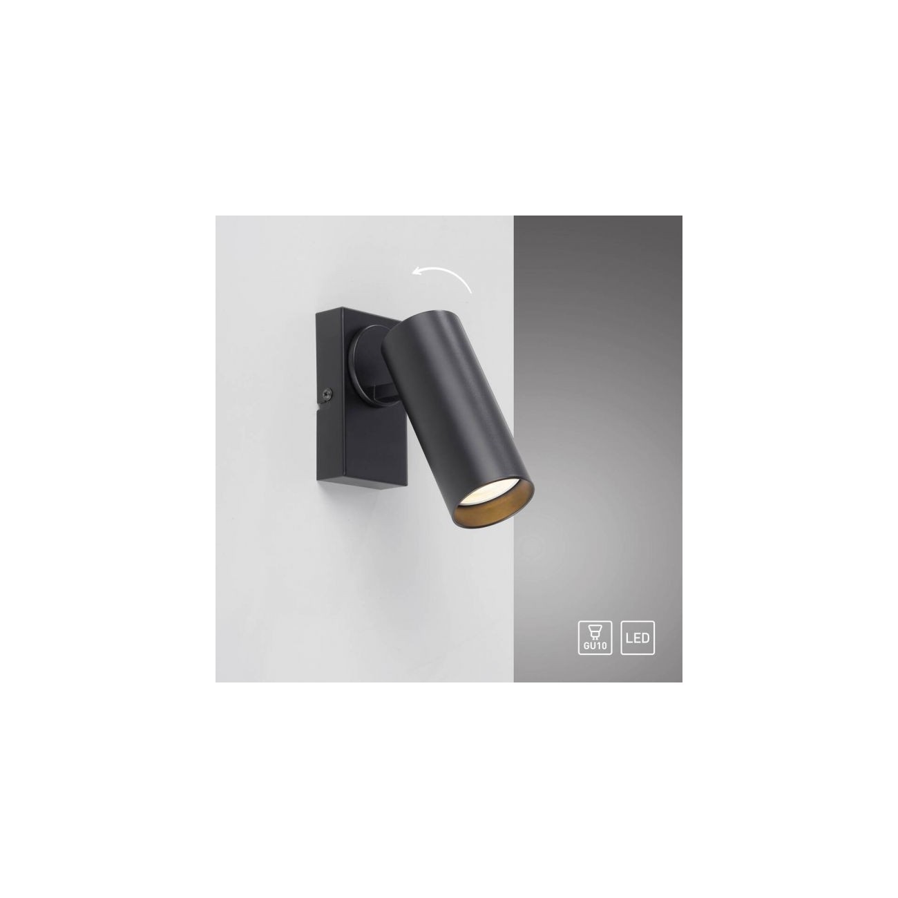 Schöner Wohnen LED lampe de mur et plafond RIK, noir, lumière unique