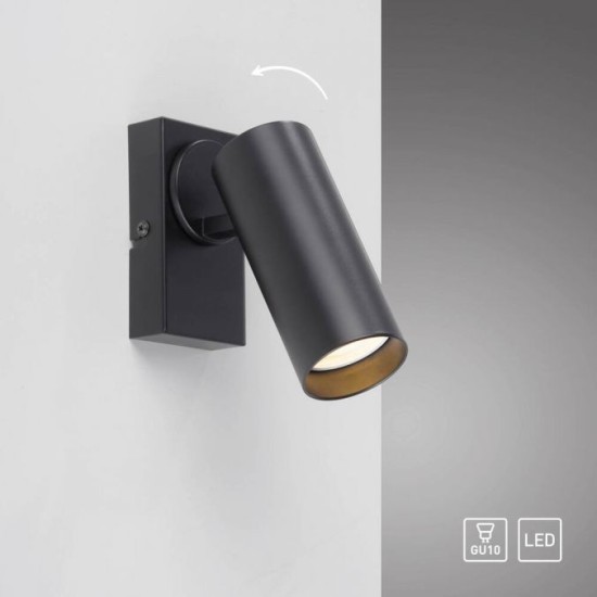 Schöner Wohnen LED lampe de mur et plafond RIK, noir, lumière unique