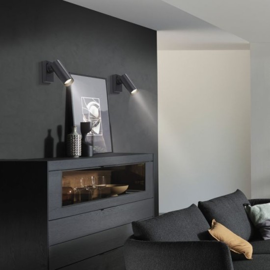 Schöner Wohnen LED lampe de mur et plafond RIK, noir, lumière unique