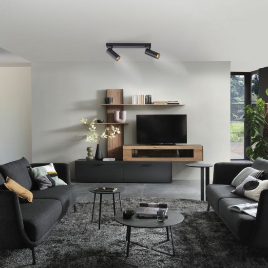 Schöner Wohnen Plafoniera a LED RIK, nero, 2 luci, girevole