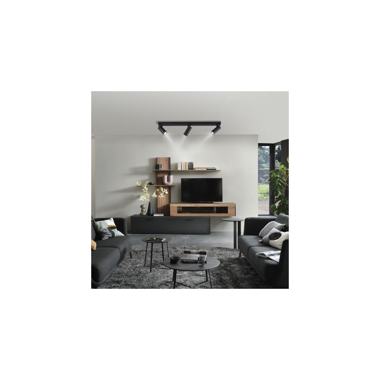 Schöner Wohnen  RIK LED ceiling light, black, 3 lights, swivel